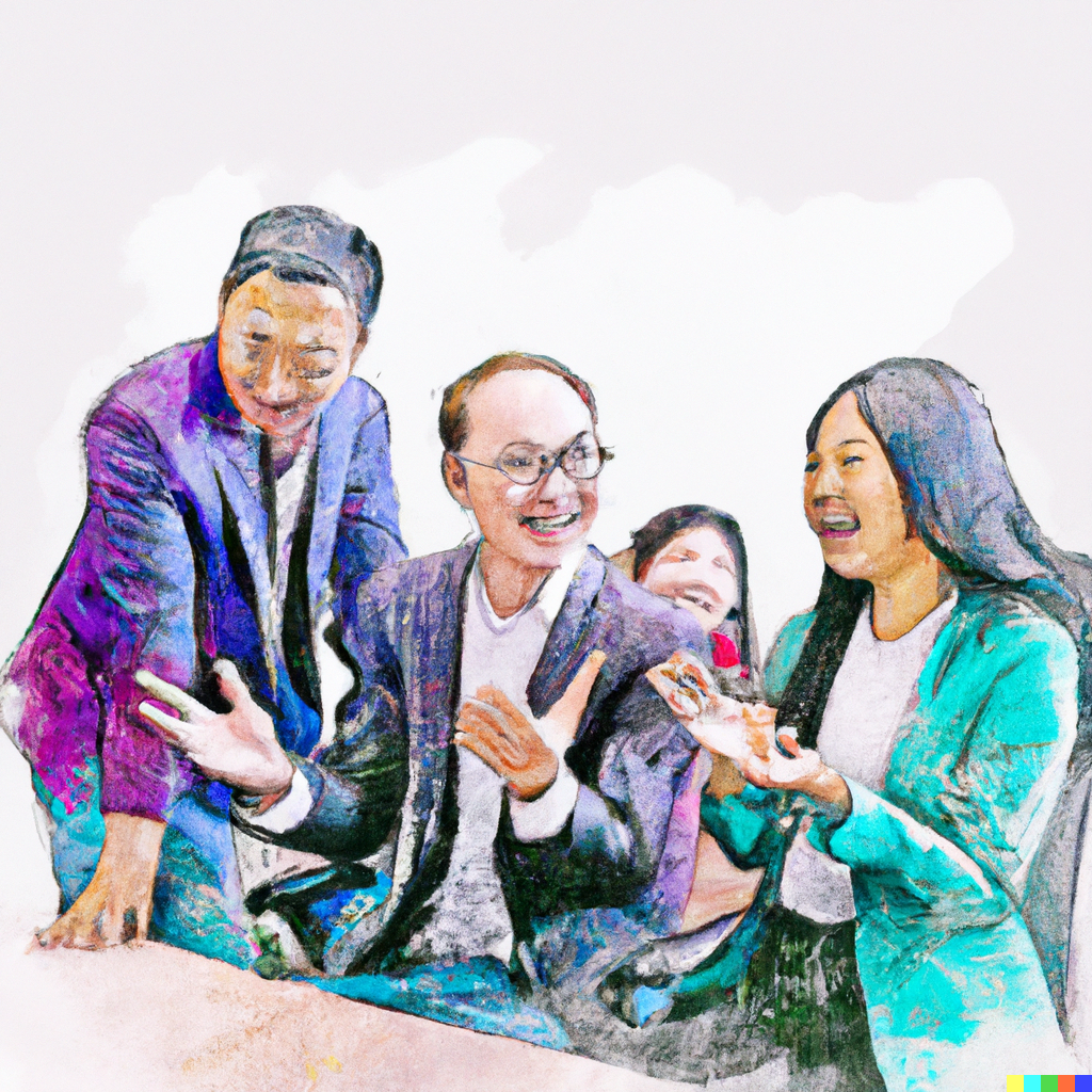 DALL·E 2023-03-28 09.42.24 - abstract pencil drawing and water color of happy business people working together DALL·E 2023-03-28 09.42.24 - abstract pencil drawing and water color of happy business people working together